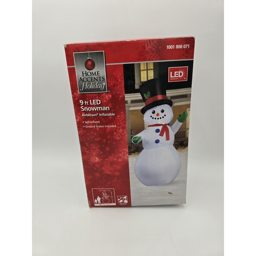 Airblown Inflatable Snowman 9ft Lighted Holiday Accents Tested